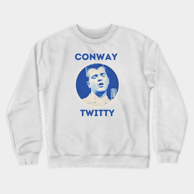 conway twitty || light blue Crewneck Sweatshirt by claudia awes